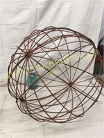 Very large 24" OD rusty iron vining sphere