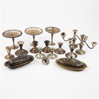Group of Weighted Sterling Including Candlesticks