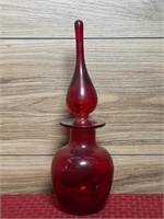 Vintage cranberry red glass decanter