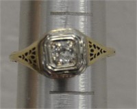 White & yellow gold ring, .25carat diamond
