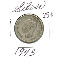 1943 Canadian Silver Quarter