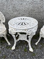 Circular Cast Iron Garden Table and a Pair of