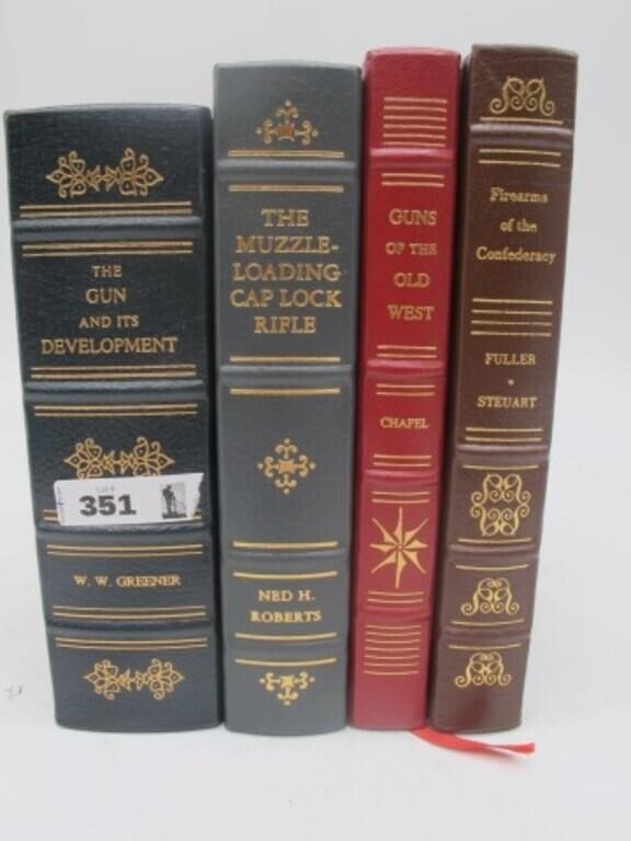 LOT OF 4 LEATHER BOUND DECOR GUN BOOKS LOOK GREAT