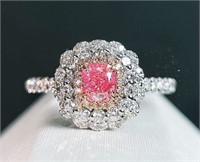 0.38ct Natural Pink Diamond Ring, 18k gold