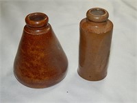 Antique Colonial Era Salt Glaze Ink Wells
