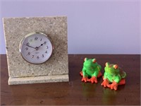 Ceramic frogs/marble clock