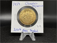 1959 Champlain NY/Vermont 350th Ann. Medal