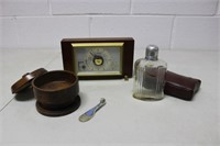 Hip Flask in Leather Pouch, Barometer & More