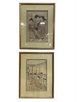 Pair of Asian Wood Block Prints