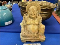 HEAVY SEATED BUDDHA CARVED OF HARDSTOVE