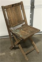 Vintage Folding Wooden Chair Marked Ballard Eagles