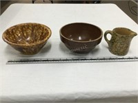 2 pottery bowls and cup