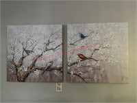 Set of Canvas Paintings- with birds in tree,