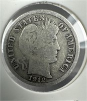1912 Silver Barber Dime