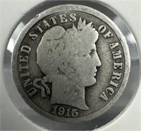 1915 Silver Barber Dime