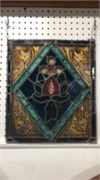 Antique stained glass window 15 x 17