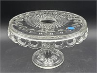 CRYSTAL OPEN LACE BULLSEYE TALL CAKE PLATE WITH