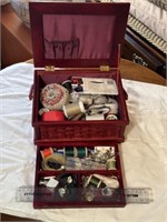 SEWING BOX W/ SEWING ITEMS