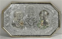 (W) Religious Metal Frame Convex Jesus Mary Art.