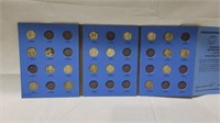 19 silver Washington quarters in book