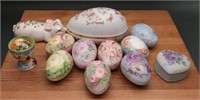 Hand Painted Porcelain Dorothy Lowe Eggs + (13)
