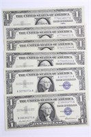 (6) SERIES 1957 $1 SILVER CERTIFICATES