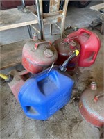 6 GAS CANS--2 METAL, 4 PLASTIC