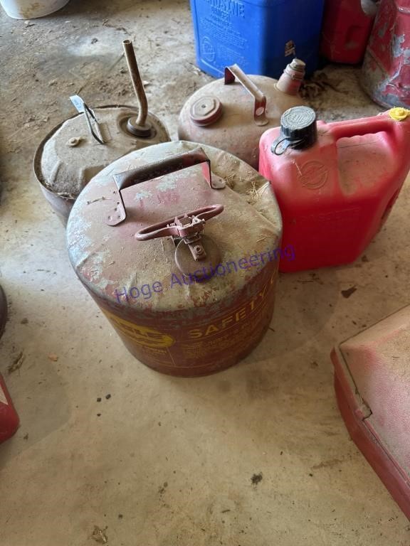 4 GAS CANS--3 METAL, 1 PLASTIC