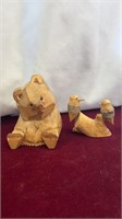 Lot of 2 Wooden Hand Carved Animals