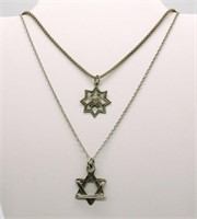 (2) Star of David Sterling Necklaces