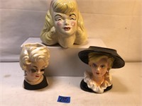 Vintage Bust of Womens Heads Planters