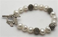 Sterling Silver Pearl Beaded Bracelet