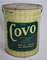 Antique Covo Shortening 50lbs Tin With Handle