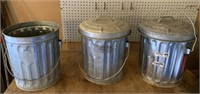 3 Galvanized Cans (2 with lids)