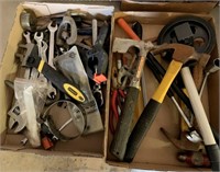 2 Trays of Wrenches, Hammers, Hatchet, etc.