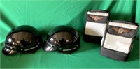 2 Harley Helmets, 2 Lunch Bags