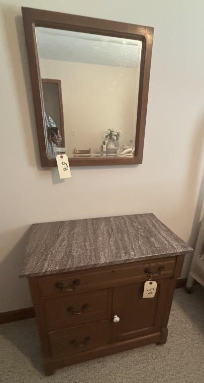 MARBLE TOP DRY SINK & MIRROR