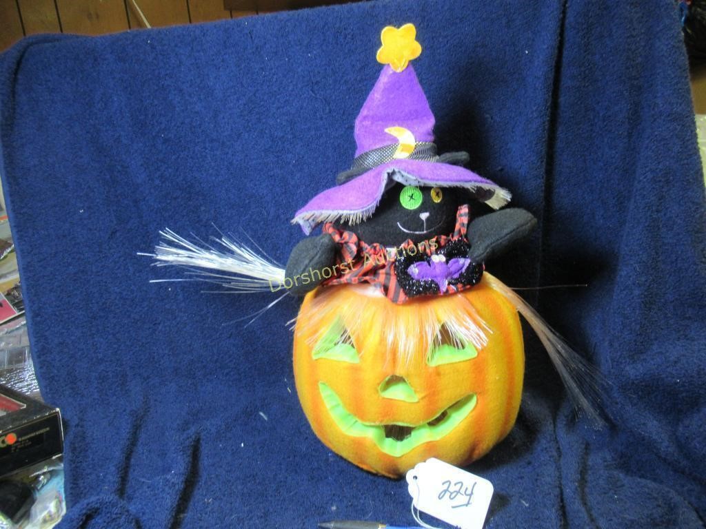 FIBER OPTIC MOVEABLE CAT PUMPKIN - WORKS - NO BOX