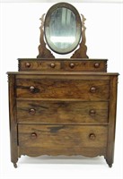 Antique Grain-Painted Dresser with Mirror