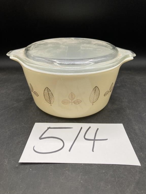 Vintage Pyrex Gold Leaves 473 Casserole/Lid