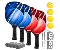 Pickleball Set w/ 4 Wood Pickleball Paddles