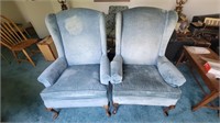 Pair of matching wingback upholstered armchairs