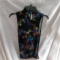 Worthington Black with floral Collared Blouse
