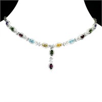 Natural  Rhodolite Garnet Amethyst Citrine Necklac