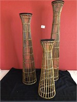3 Candle Holders / Rattan