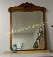 Large Wood Frame Beveled Mirror