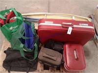 Suit cases, iron board, bags