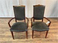 Pair Jules Emile Leleu Art Deco Dining Chairs Wear