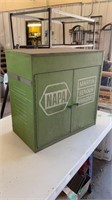 Green metal NAPA sandpaper wall cabinet