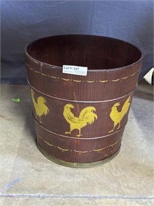 Tole painted rooster bucket